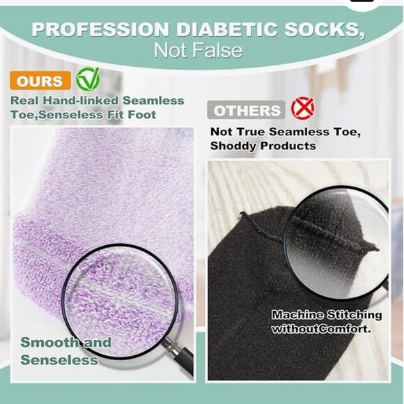 2 Pkgs x 6 Bulinlulu Diabetic Non Binding Low Cut White Socks Unisex Size Large - Picture 5 of 10